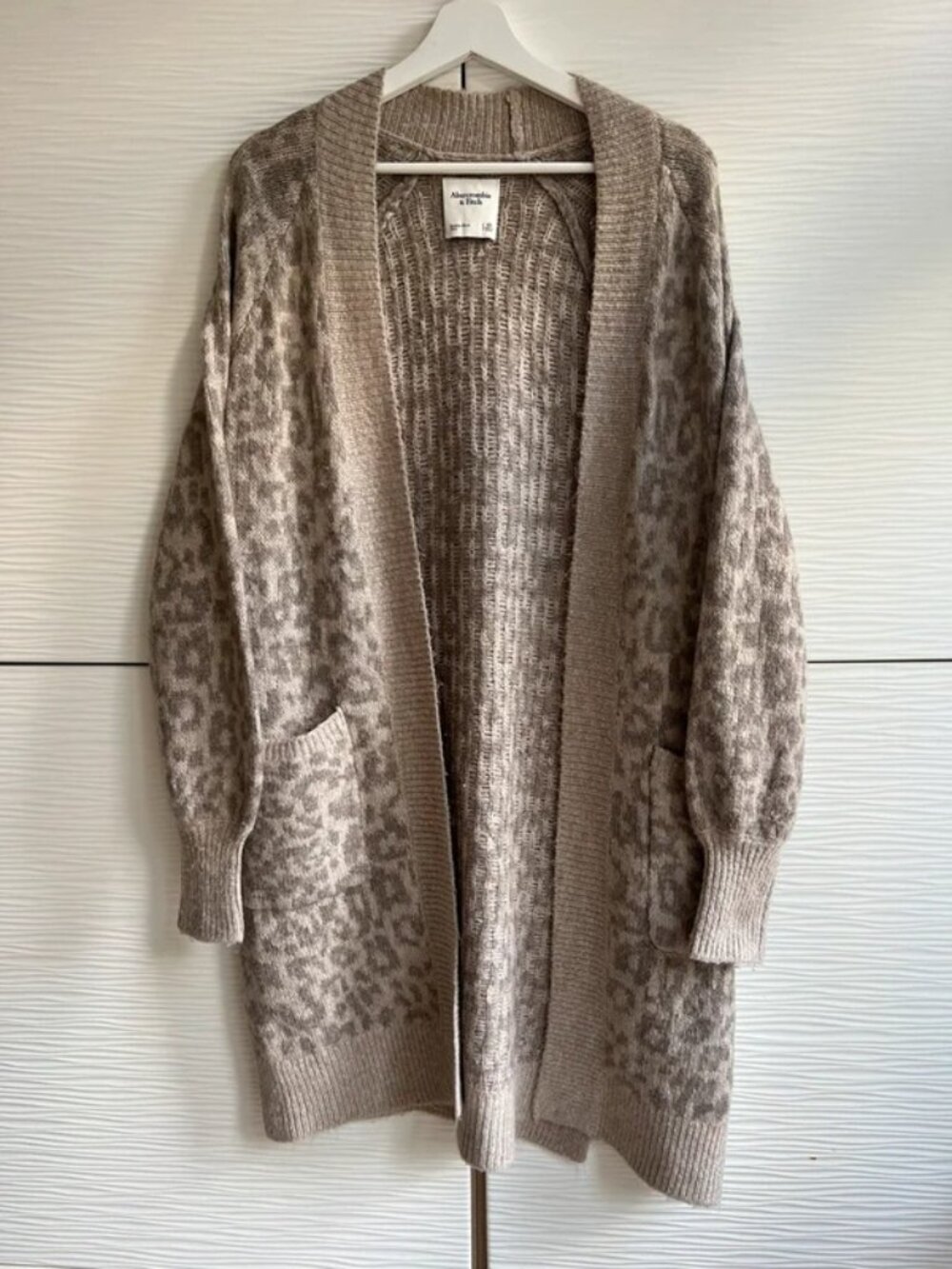 Women’s Beige & Brown Animal Print Longline Open-Front Cardigan XS